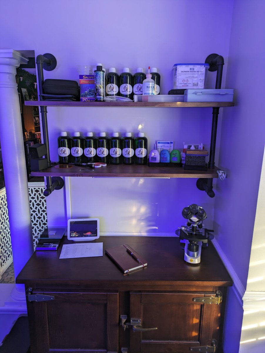 Arcane Corals reef lab chemical and dosing station